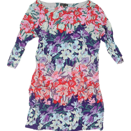 Warehouse Women's Multicoloured Floral Shift Dress Size 14