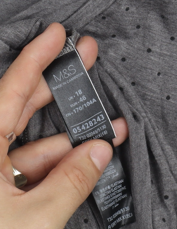 Marks and Spencer Women's Grey Polka Dot T-Shirt Size 18