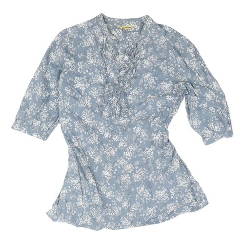 Being Casual Women's Blue Floral Cotton Blouse Size 12