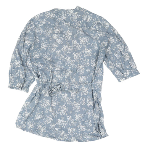 Being Casual Women's Blue Floral Cotton Blouse Size 12