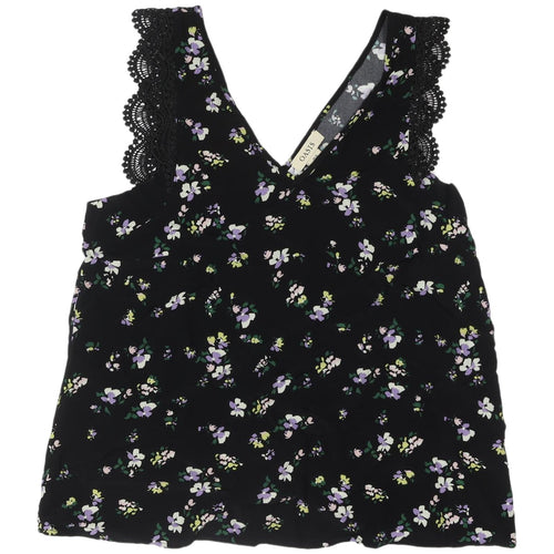 Oasis Women's Black Floral Lace Tank Top Size 10