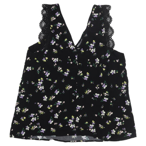 Oasis Women's Black Floral Lace Tank Top Size 10