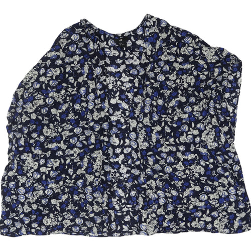 H&M Women's Blue Floral Tunic Blouse, Size S