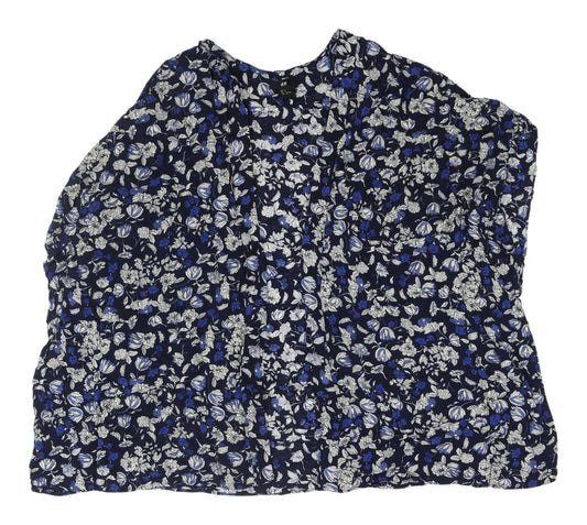 H&M Women's Blue Floral Tunic Blouse, Size S