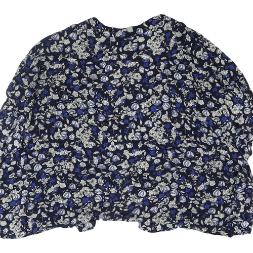 H&M Women's Blue Floral Tunic Blouse, Size S