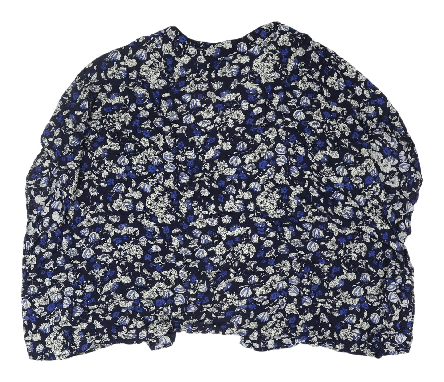 H&M Women's Blue Floral Tunic Blouse, Size S