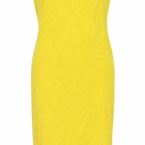 H&M Women's Yellow Bodycon Strapless Mini Dress XS