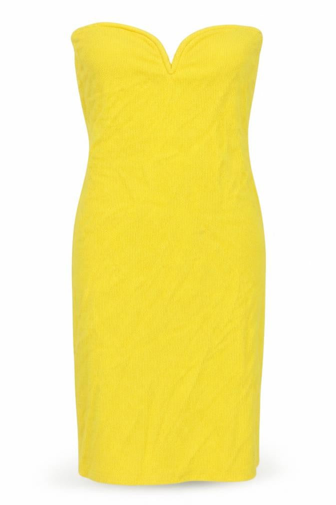 H&M Women's Yellow Bodycon Strapless Mini Dress XS