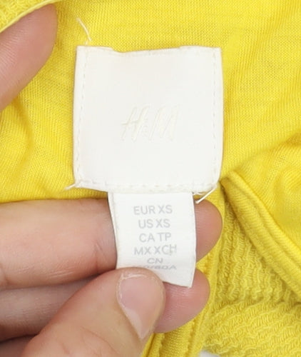 H&M Women's Yellow Bodycon Strapless Mini Dress XS
