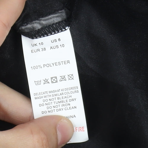 PrettyLittleThing Black Sheer Blouse, Size 10, Women