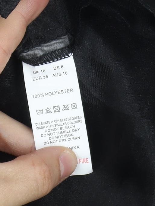 PrettyLittleThing Black Sheer Blouse, Size 10, Women