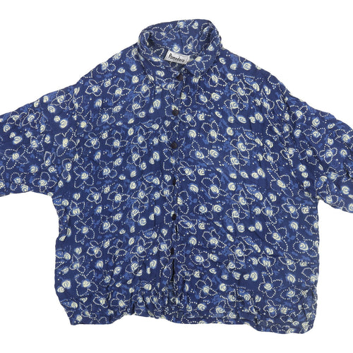 Pomodoro Plus Blue Geometric Blouse, Women’s 2XL, Casual Comfort
