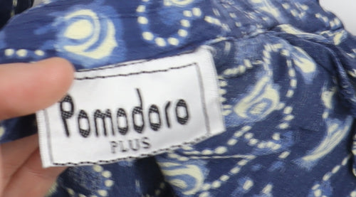 Pomodoro Plus Blue Geometric Blouse, Women’s 2XL, Casual Comfort
