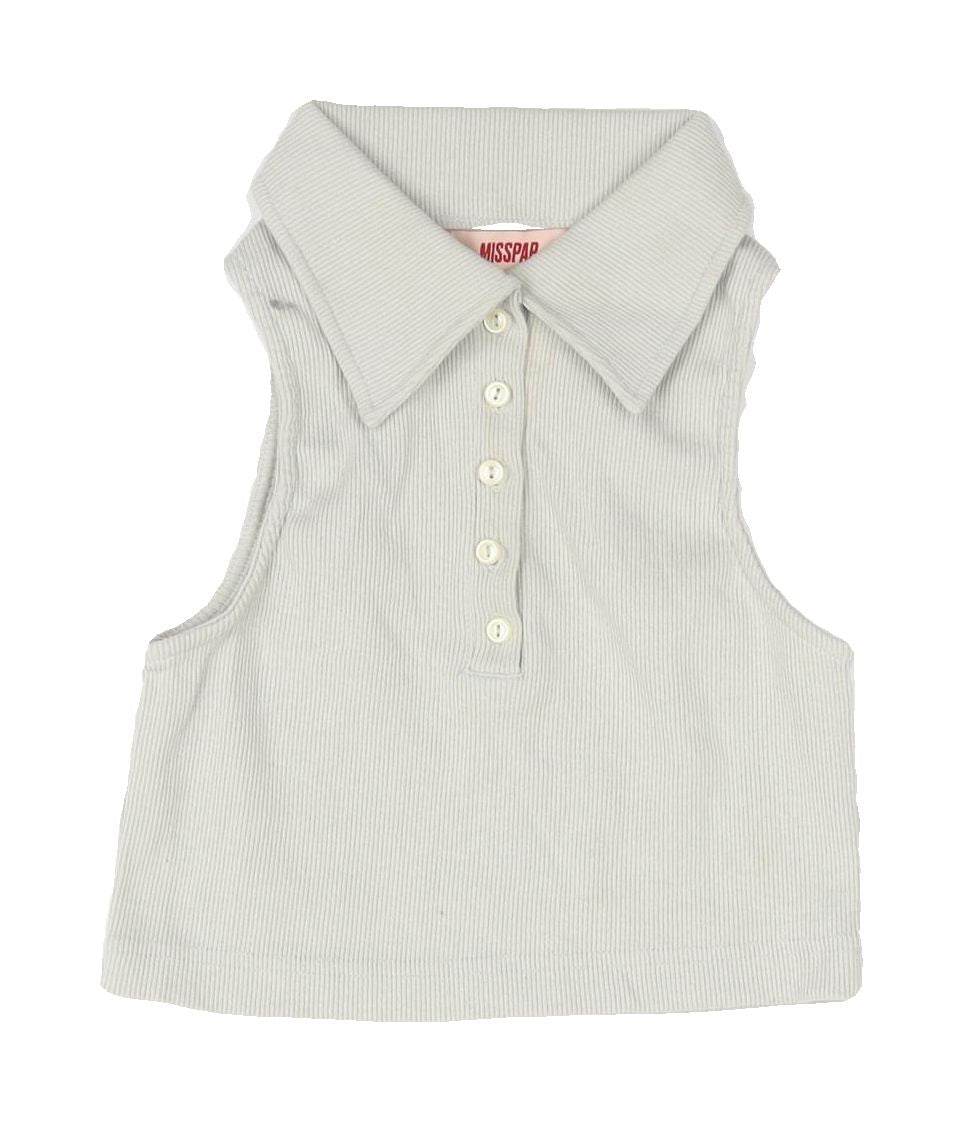 MISSPAP Women's Beige Sleeveless Polo Top Size 8