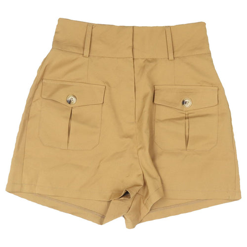 Boohoo Women's Beige High-Waisted Shorts, Size 10