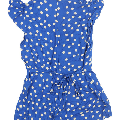 Sosandar Women's Blue Polka Dot Tunic Blouse Size 14