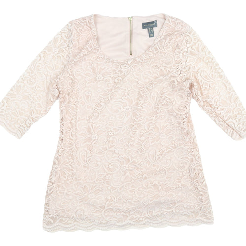 Ruth Langsford Beige Lace Blouse, Women's XS, Party Style