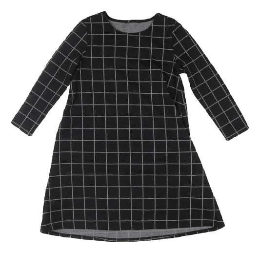 Stradivarius Women's Black A-Line Check Dress