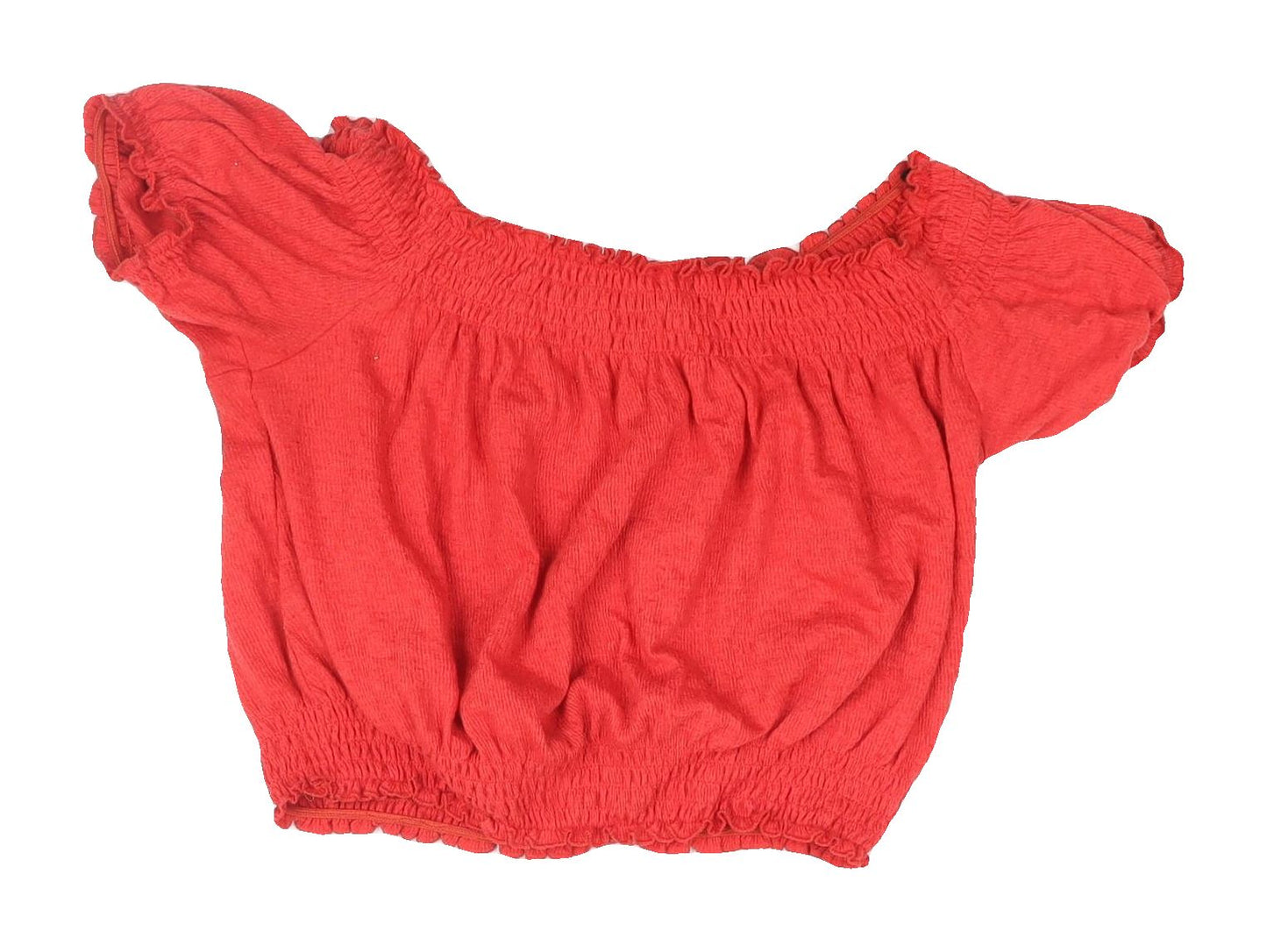 H&M Red Cropped Blouse, Off-Shoulder, Women’s S