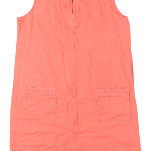 Next Women's Pink Sleeveless Linen Blend Dress Size 14