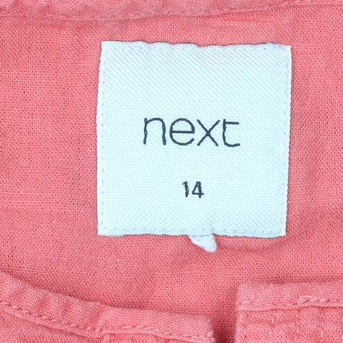 Next Women's Pink Sleeveless Linen Blend Dress Size 14