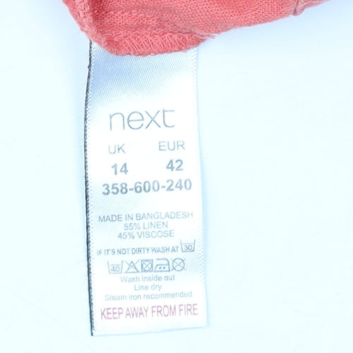 Next Women's Pink Sleeveless Linen Blend Dress Size 14