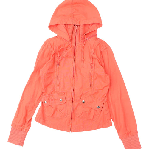 Hooch Women's Orange Cotton Hooded Jacket Size 10