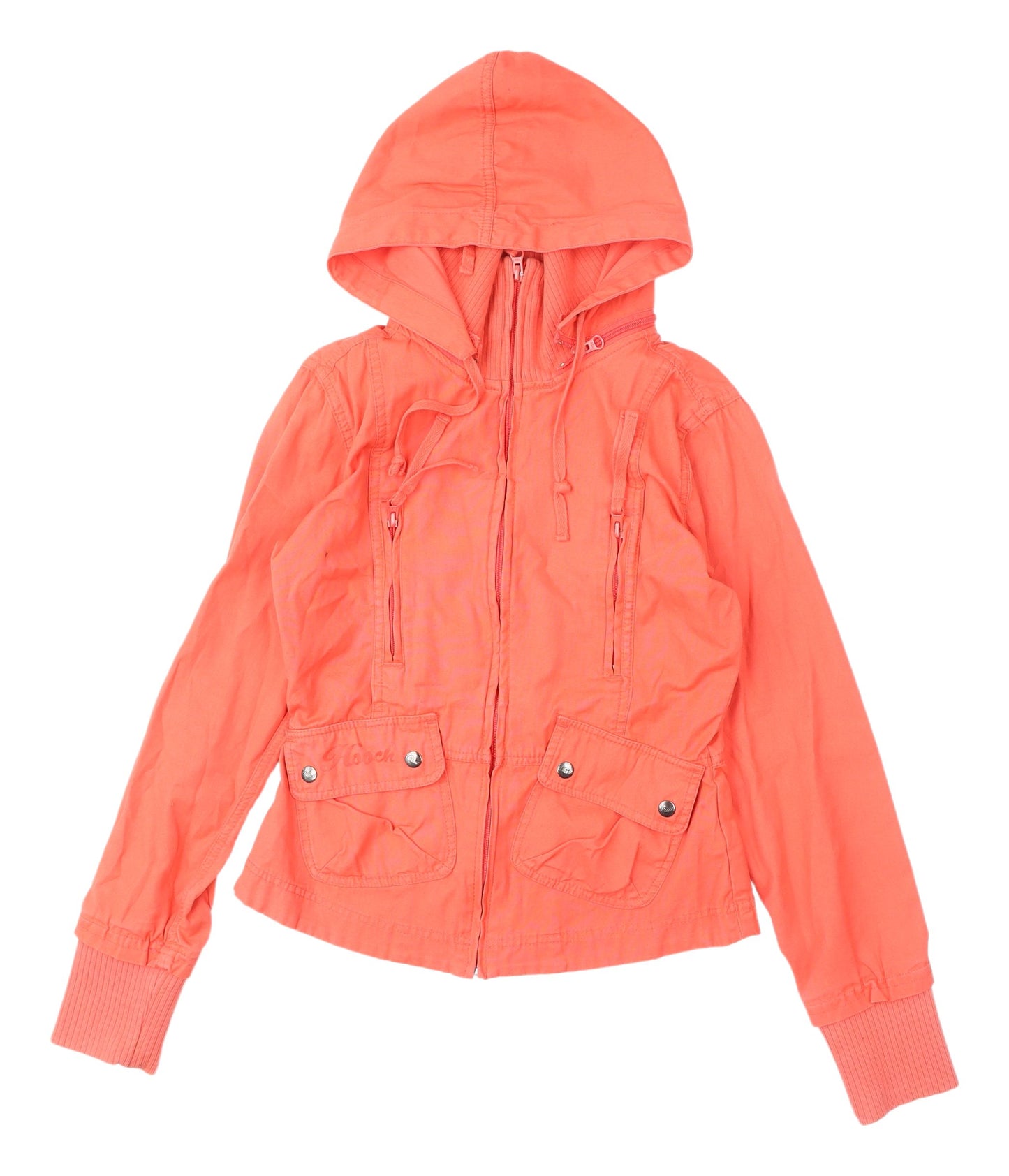 Hooch Women's Orange Cotton Hooded Jacket Size 10