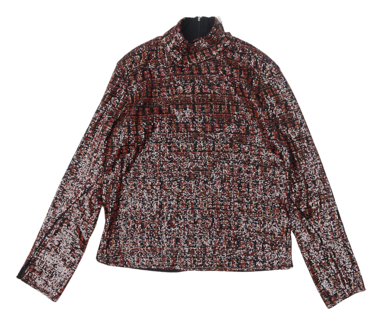 Zara Women's Multicoloured Sequin High Neck Blouse