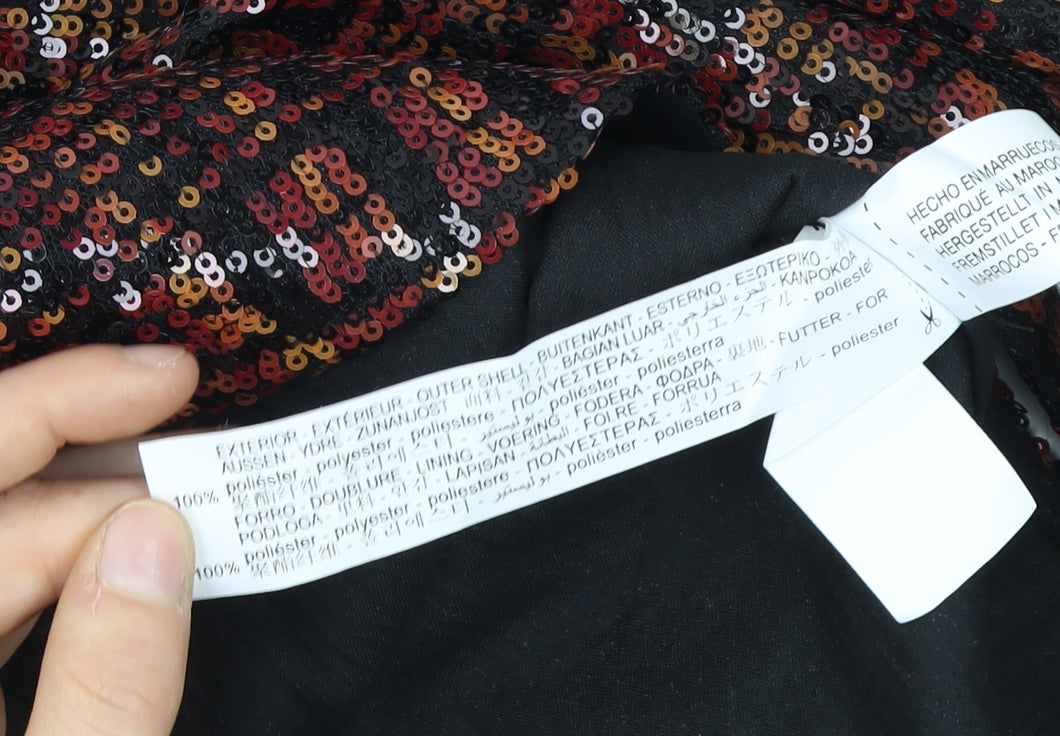 Zara Women's Multicoloured Sequin High Neck Blouse