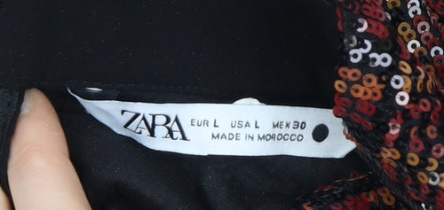 Zara Women's Multicoloured Sequin High Neck Blouse