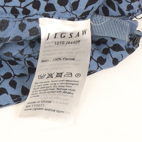 Jigsaw Women's Blue Wide-Leg Cropped Trousers, Size 12