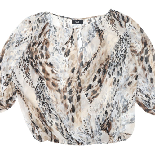 Wallis Animal Print Wrap Blouse - Size 16 Multicoloured