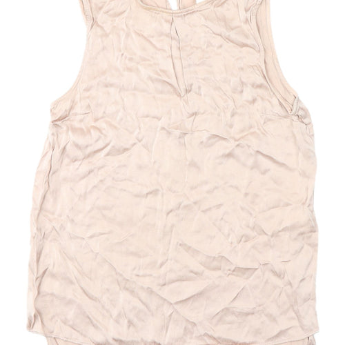 H&M Women's Beige Sleeveless Blouse - Size 6