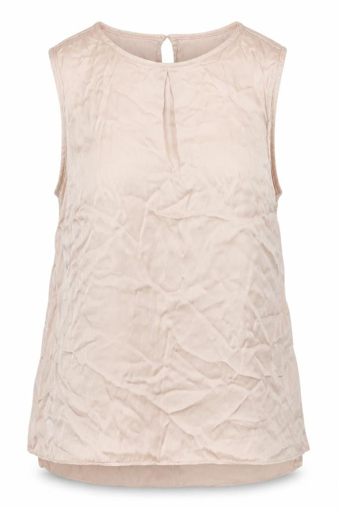Front view of H&M Women's Beige Sleeveless Blouse -, size 6