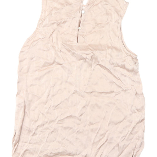 H&M Women's Beige Sleeveless Blouse - Size 6
