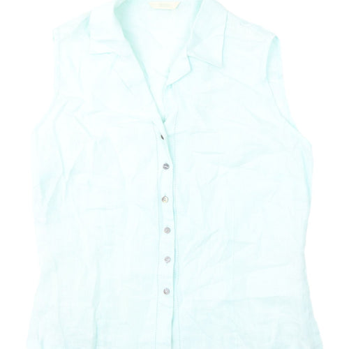 Marks & Spencer Blue Linen Sleeveless Blouse UK 14