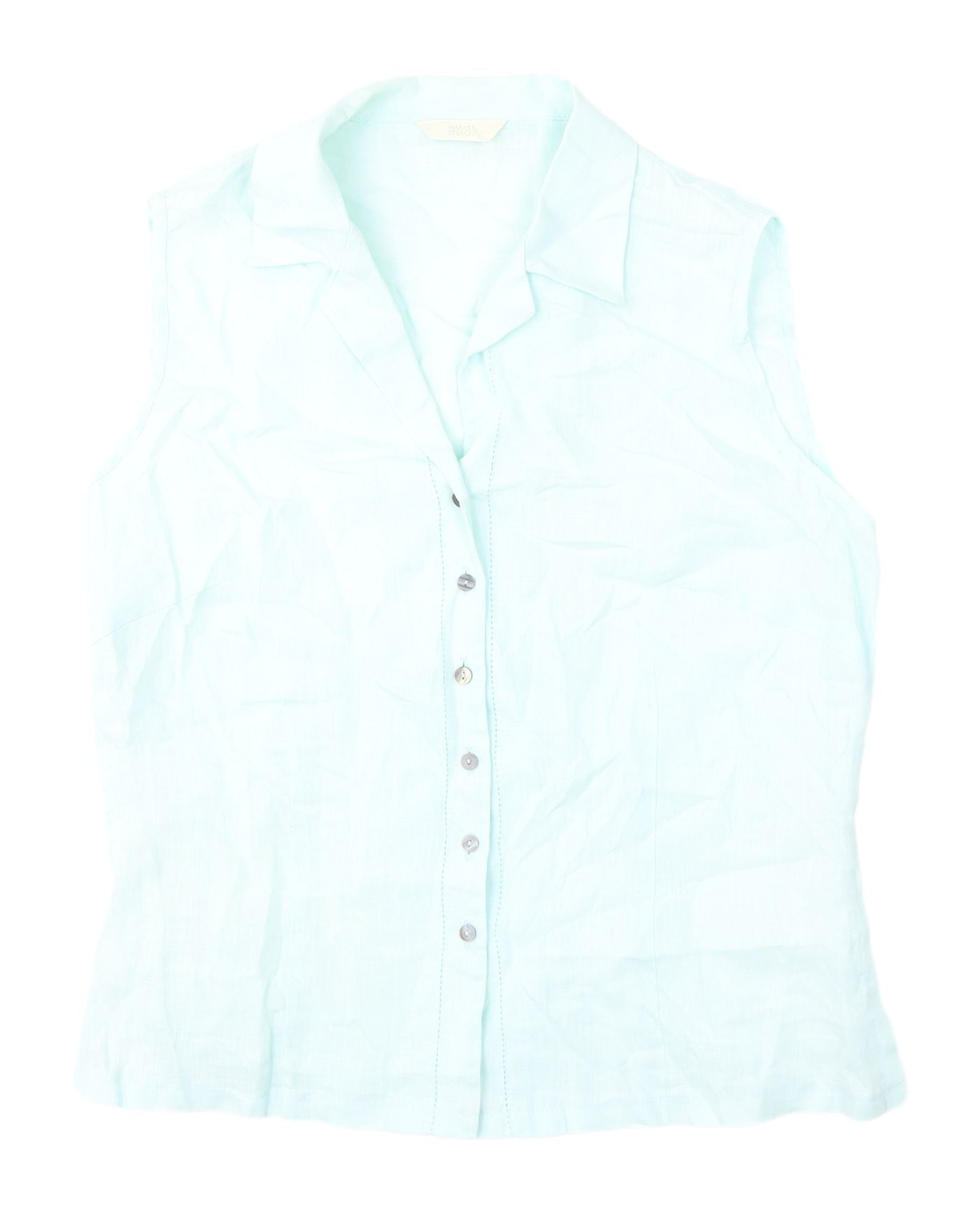Marks & Spencer Blue Linen Sleeveless Blouse UK 14