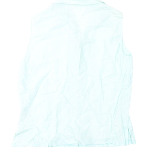 Marks & Spencer Blue Linen Sleeveless Blouse UK 14