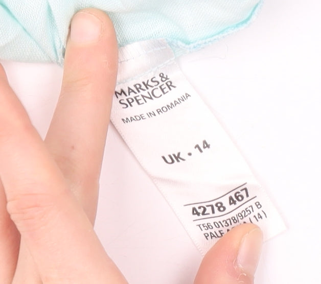 Marks & Spencer Blue Linen Sleeveless Blouse UK 14