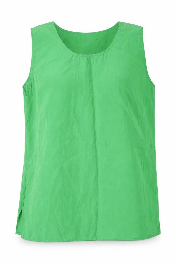 Front view of Komunseide Women's Green Silk Tank Top M
