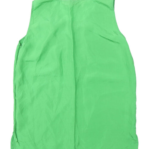 Komunseide Women's Green Silk Tank Top M