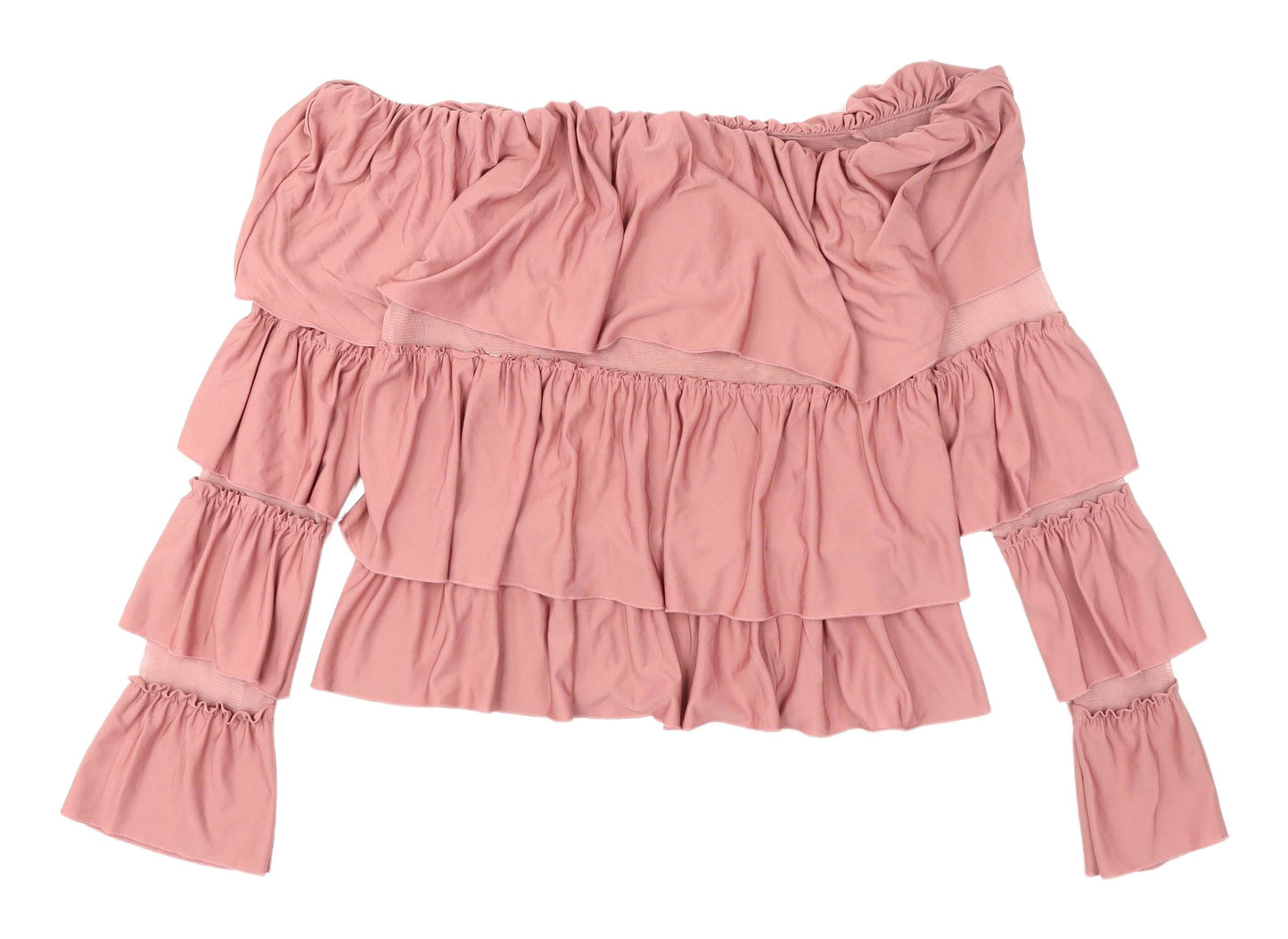 ASOS Women's Pink Off-Shoulder Bell Sleeve Blouse