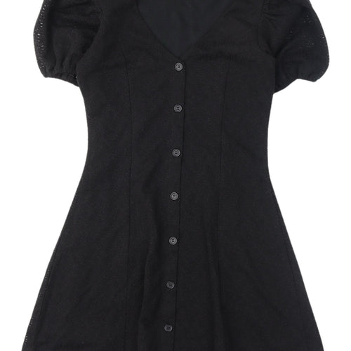 H&M Women’s Black V-Neck Puff Sleeve Dress S