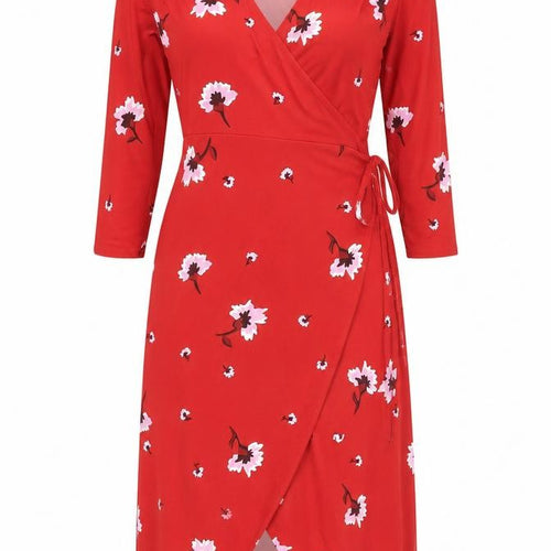 Warehouse Women’s Red Floral Wrap Dress Size 8