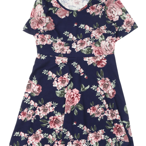 J for Justify Women's Blue Floral Fit & Flare Dress