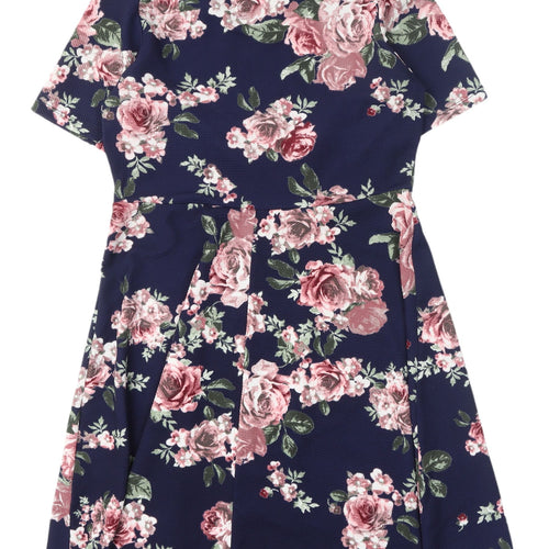 J for Justify Women's Blue Floral Fit & Flare Dress