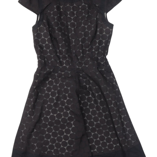Oasis Women's Black A-Line Geometric Dress UK 8