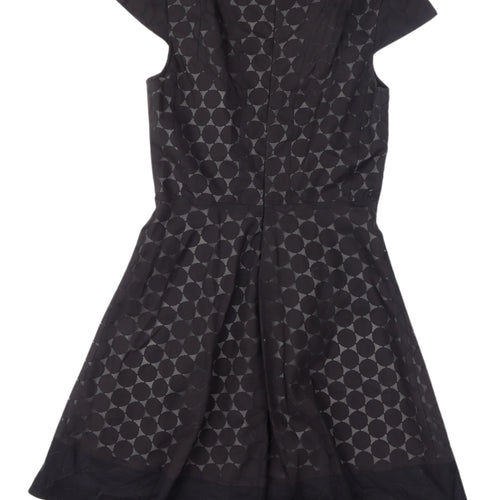 Oasis Women's Black A-Line Geometric Dress UK 8