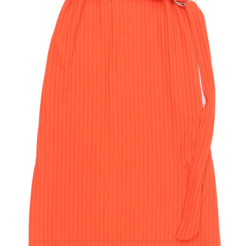 New Look Women's Orange Strapless Belted Midi Dress